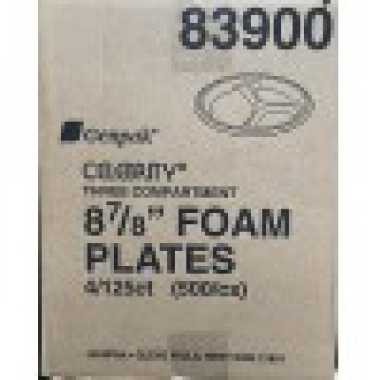9” 3-Compartment Plate-500/Case