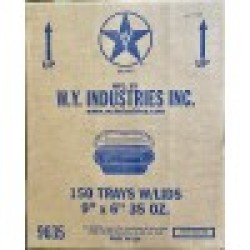 35oz Square Oval Plastic Box w/Lid (BLK)-150/Case