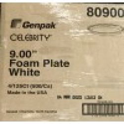 9" Foam Plate White 80900 (Genpak)-500/Case