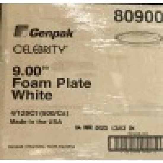 9" Foam Plate White 80900 (Genpak)-500/Case 9" Foam Plate White 80900 (Genpak)-500/Case