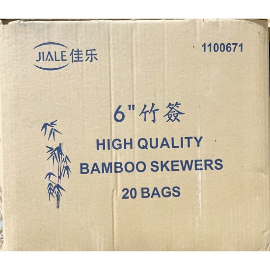 6" Bamboo Skewer (JIALE) - 20Bags/Case