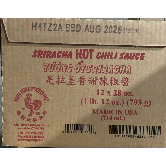 Hot Chili Sauce (Sriracha)-12x28oz/Case