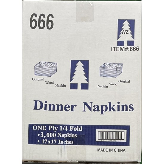 Dinner Napkins (17"x17") / One Ply 1/4-Fold - 3,000/Case 