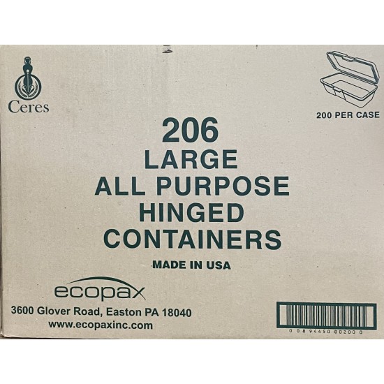 206 White Foam Container (L) (Ecopax)-200/Case